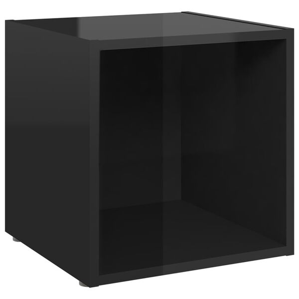 vidaXL TV Cabinet Set of 4 High gloss black Engineered wood