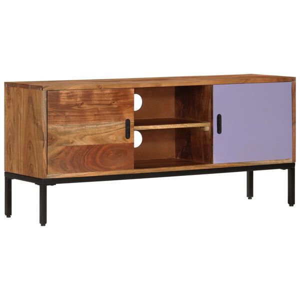 vidaXL TV Cabinet Honey brown and grey Solid acacia wood, powder-coated iron