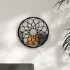 vidaXL Mirror Black Iron Medium Decorative Inlays Mirror Round