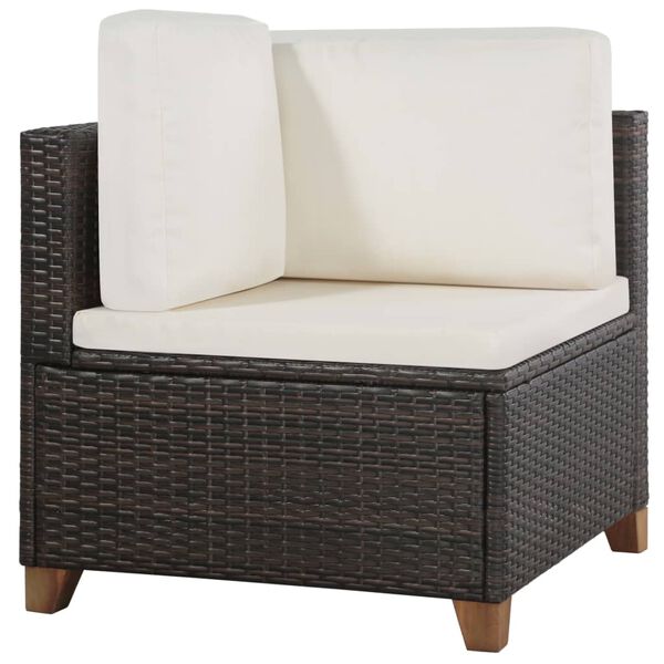 vidaXL Sofa Set Brown and cream white PE (polyethylene) rattan Medium