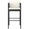 vidaXL Bar Stools 4 pcs with Cushions Black Poly Rattan
