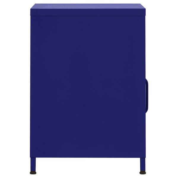 vidaXL Nightstand Navy blue Steel Compact Nightstand Square Modern