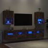 vidaXL TV Cabinet Set of 2 Smoked Oak Engineered Wood, Glass