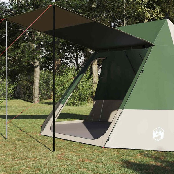 vidaXL Camping Tent with Roof Green 189.76 x 141.73 x 89.37 in Taffeta