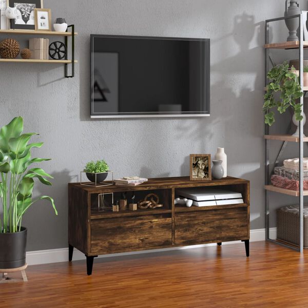 vidaXL TV Cabinet Smoked oak Engineered wood, metal