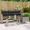 vidaXL Garden Sofa Light Grey PE rattan, powder-coated steel, tempered glass