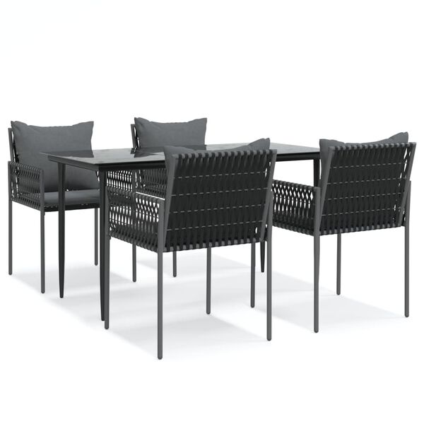vidaXL Garden Dining Set Black