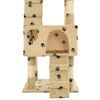 vidaXL Cat Tree Beige with paw prints Particle board Extra Tall Cat Tree