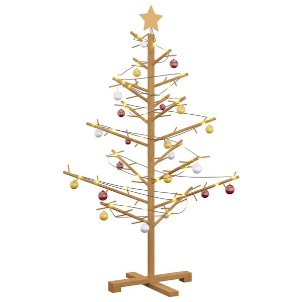 vidaXL Wooden Christmas Tree with Stand Brown 49.21 in Solid pine wood
