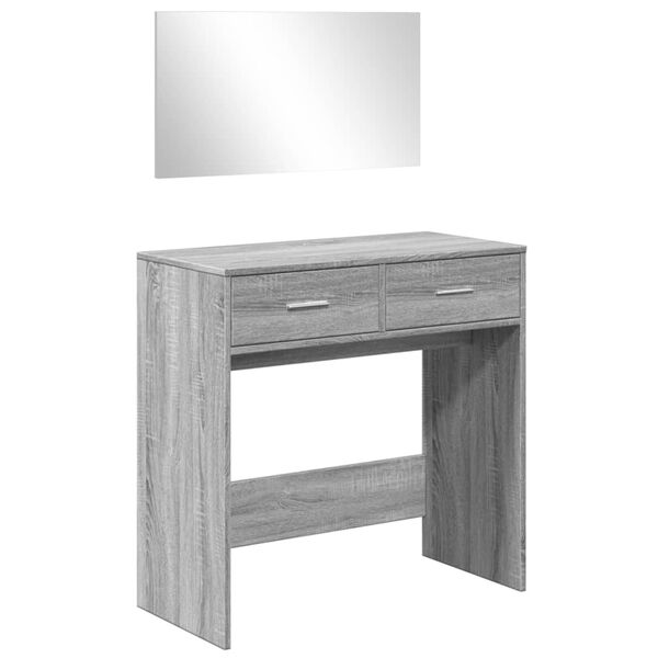 vidaXL Dressing Table Gray Sonoma Engineered Wood, Glass Medium