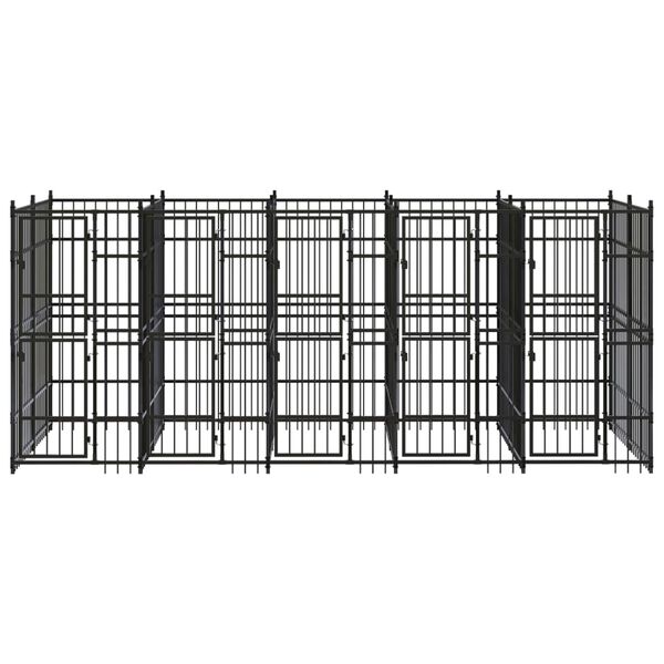 vidaXL Dog Kennel Black Powder-Coated Steel 99.1 sq ft Sturdy