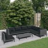 vidaXL Garden Lounge Set Dark Grey Rattan, Black Cushions