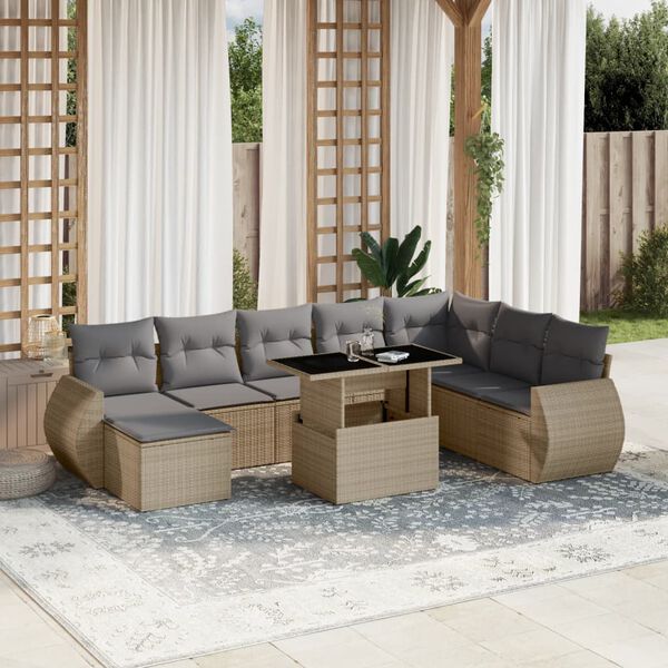 vidaXL Garden Sofa Set Beige, Light Grey