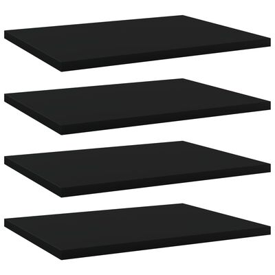 vidaXL Bookshelf Boards 4 pcs Black 15.7"x11.8"x0.6" Engineered Wood