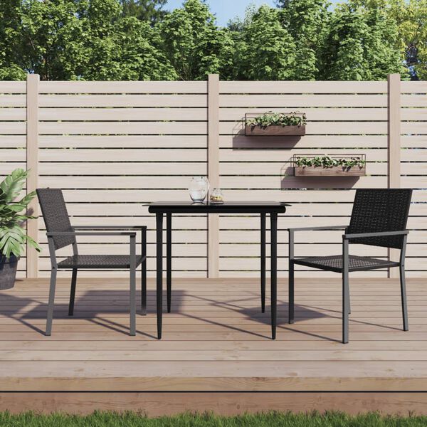vidaXL Garden Chair Set of 2 Black PE rattan, powder-coated steel