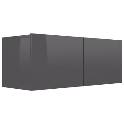 vidaXL TV Stand High Gloss Gray 31.5"x11.8"x11.8" Engineered Wood