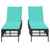 vidaXL Patio Sun Lounger Black PE rattan, powder-coated steel Extra Long