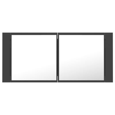 vidaXL LED Bathroom Mirror Cabinet Gray 39.4"x4.7"x17.7" Acrylic