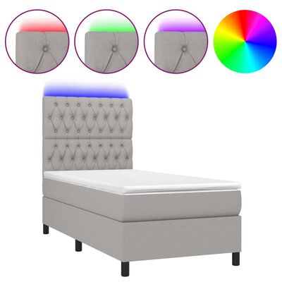 Aan boord Verouderd Bibliografie vidaXL Box Spring Bed with Mattress&LED Light Gray Twin Fabric | vidaXL.com