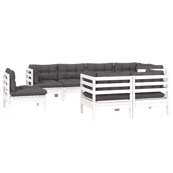 vidaXL Garden Lounge Set White Solid pinewood Medium Modular