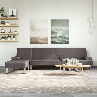 vidaXL L-shaped Sofa Bed Gray 100.4"x55.1"x27.6" Faux Leather