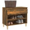 vidaXL Shoe Cabinet Smoked Oak Engineered Wood, Solid Eucalyptus Wood
