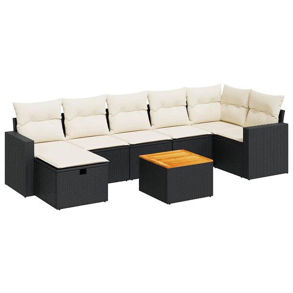 vidaXL Garden Sofa Set Black, Cream White