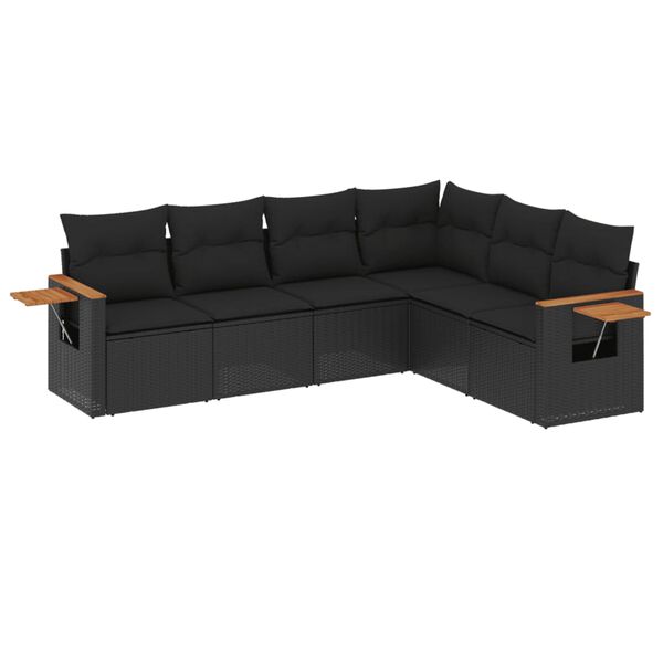 vidaXL Garden Sofa Set Black PE rattan Large Foldable Garden Sofa Set