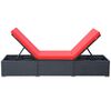 vidaXL Sun Lounger Black Red PE Rattan, Powder-Coated Steel, Polyester