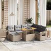 vidaXL 8 Piece Patio Sofa Set with Cushions Beige Poly Rattan