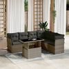 vidaXL Garden Sofa Set Grey PE rattan, powder-coated steel, tempered glass