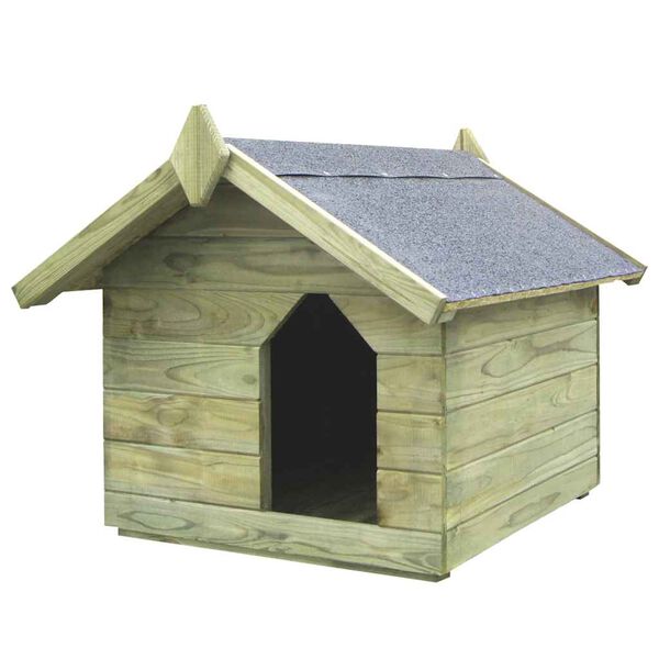 vidaXL Dog House Green Impregnated pinewood Medium Durable Dog House