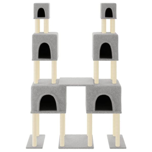 vidaXL Cat Tree Light Gray Engineered wood, plush, sisal 78.3 in