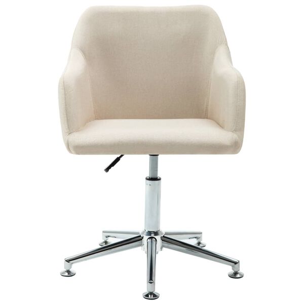 vidaXL Dining Chair Cream Fabric Adjustable height, compact Swivel