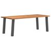 vidaXL Dining Table Light Brown Solid Oak Wood Large Adjustable Feet