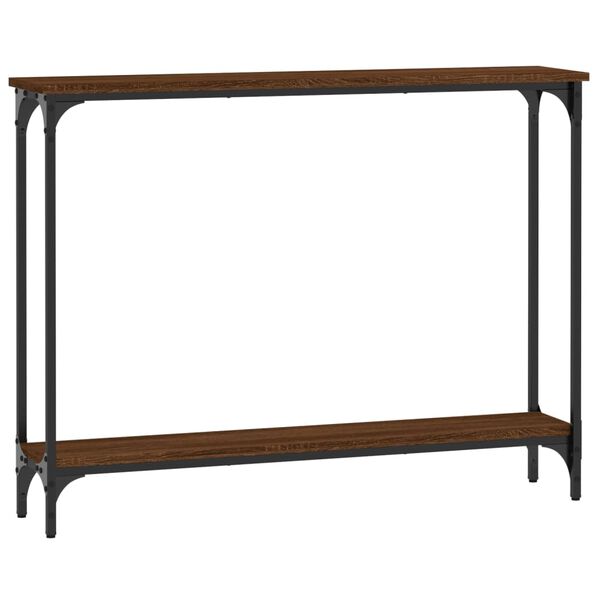 vidaXL Console Table Brown Oak Engineered wood, Metal Narrow
