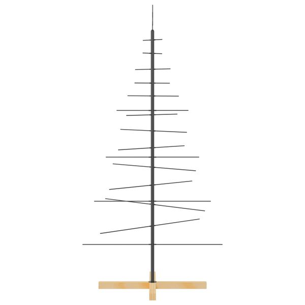 vidaXL Metal Christmas Tree Black Powder-coated steel, solid pine wood