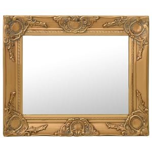 vidaXL Wall Mirror Gold Wood, glass, engineered wood 19.7 x 15.7 in