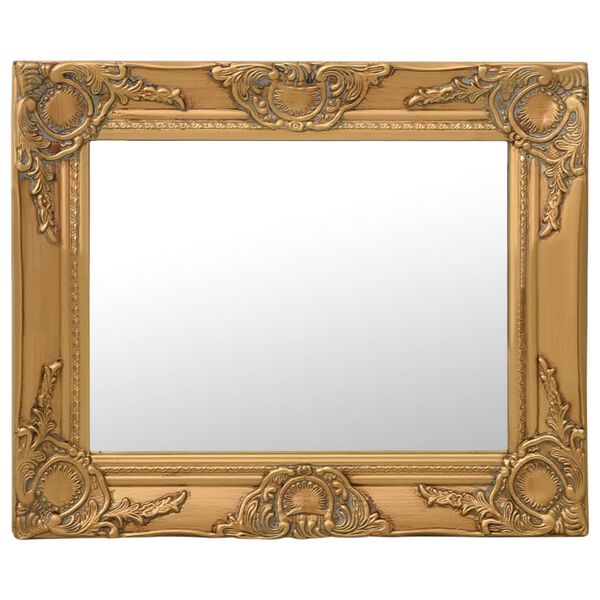 vidaXL Wall Mirror Gold Wood, glass, engineered wood 19.7 x 15.7 in