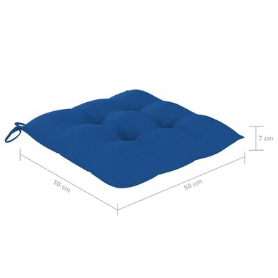 Square blue cushion with dimensions 50 cm x 50 cm and thickness 7 cm
