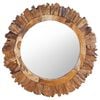 vidaXL Mirror Natural teak Solid teak wood and glass 23.6 in diameter