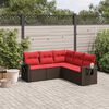 vidaXL 5 Piece Garden Sofa Set with Cushions Brown Poly Rattan
