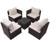 vidaXL Garden Furniture Set Brown PE rattan, powder-coated steel, polyester