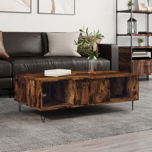 vidaXL Coffee Table Smoked Oak Engineered wood, iron Medium Coffee Table