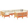 vidaXL Garden Sofa Set Wax Brown, Cream Solid Pine Wood, Oxford Fabric