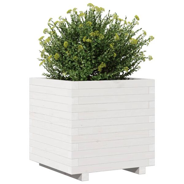 vidaXL Garden Planter White Solid pinewood 19.7x19.7x19.5 in Durable