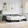 vidaXL Daybed With Trundle Black Solid Pine Wood 35.4 x 78.7 in