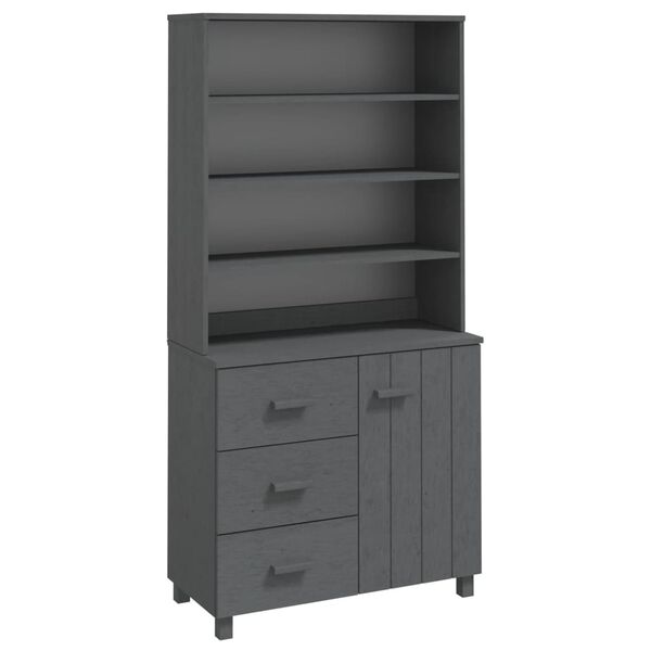 vidaXL Highboard Set of 2 Dark grey Solid pine wood, MDF Large