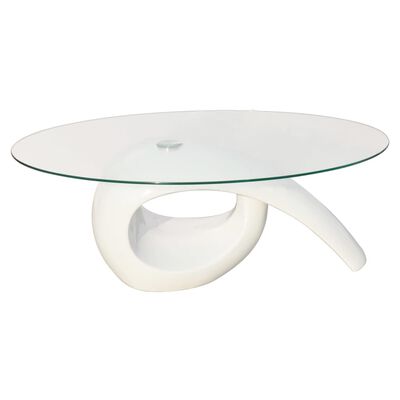 vidaXL Coffee Table with Oval Glass Top High Gloss White