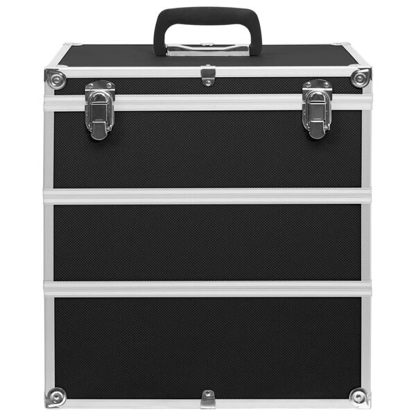 vidaXL Make-up Case 14.6"x9.4"x15.7" Black Aluminum